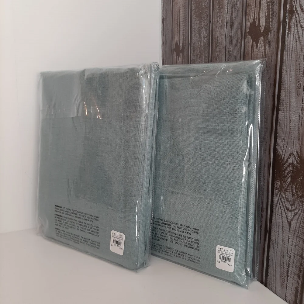 *West Elm Sheer European Flax Linen Pole Pocket Panels 84